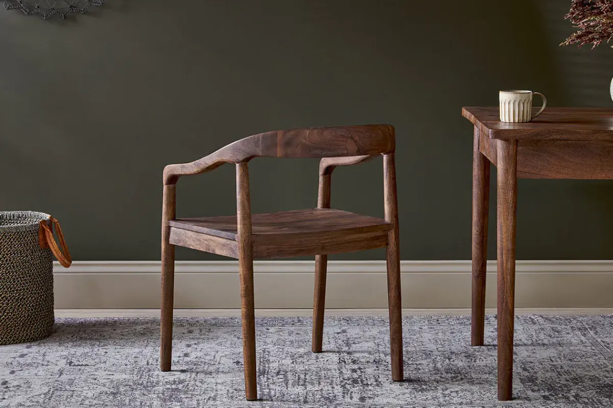 Kitchen & Dining|Dining Chairs & Benches^Nkuku Anbu Acacia Dining Chair - Washed Walnut