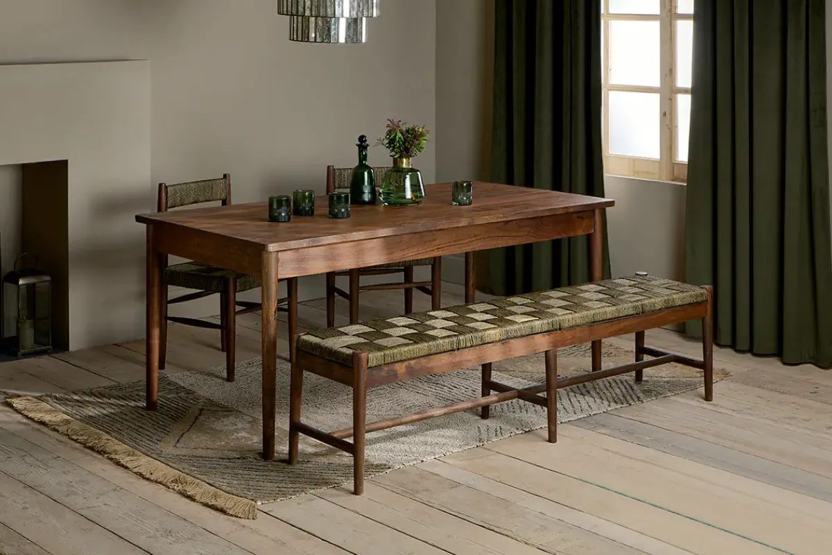 Kitchen & Dining|Dining Tables^Nkuku Anbu Acacia Dining Table - Washed Walnut