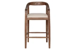 Kitchen & Dining|Bar Stools & Bar Chairs^Nkuku Anbu Acacia Upholstered Counter Chair - Washed Walnut