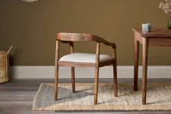 Kitchen & Dining|Dining Chairs & Benches^Nkuku Anbu Acacia Upholstered Dining Chair - Washed Walnut