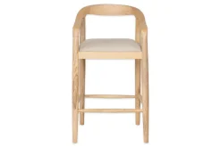 Kitchen & Dining|Bar Stools & Bar Chairs^Nkuku Anbu Mango Wood Upholstered Counter Chair - Natural
