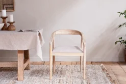 Kitchen & Dining|Dining Chairs & Benches^Nkuku Anbu Mango Wood Upholstered Dining Chair - Natural