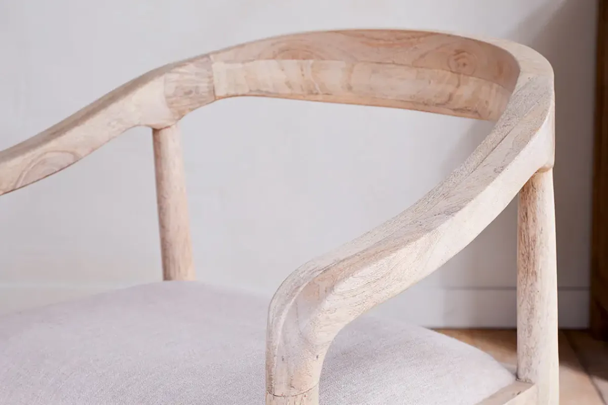 Kitchen & Dining|Dining Chairs & Benches^Nkuku Anbu Mango Wood Upholstered Dining Chair - Natural