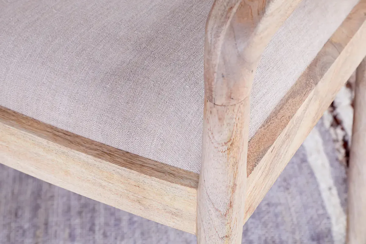 Kitchen & Dining|Dining Chairs & Benches^Nkuku Anbu Mango Wood Upholstered Dining Chair - Natural