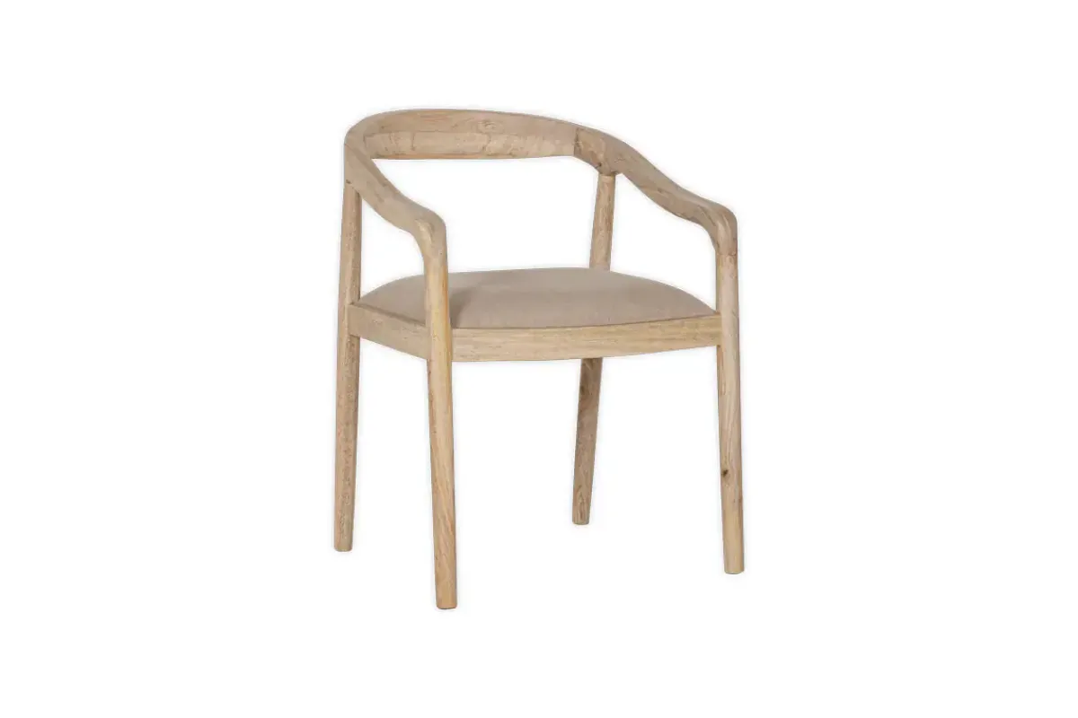 Kitchen & Dining|Dining Chairs & Benches^Nkuku Anbu Mango Wood Upholstered Dining Chair - Natural