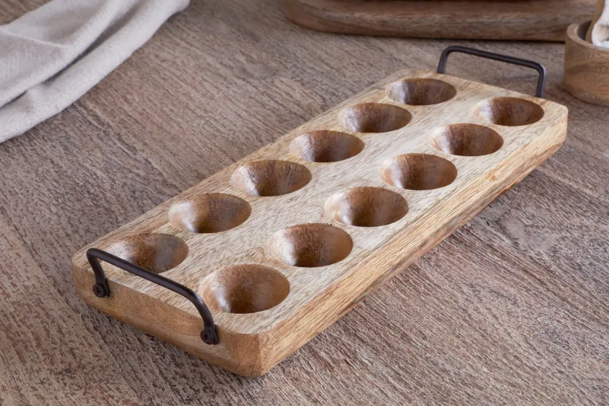 Pantry|Breakfast Accessories^Nkuku Anda Mango Wood Egg Holder - Natural