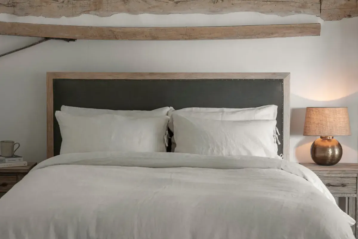 Bedroom^Nkuku Anesha Upholstered Linen Headboard - Olive Green