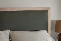 Bedroom^Nkuku Anesha Upholstered Linen Headboard - Olive Green