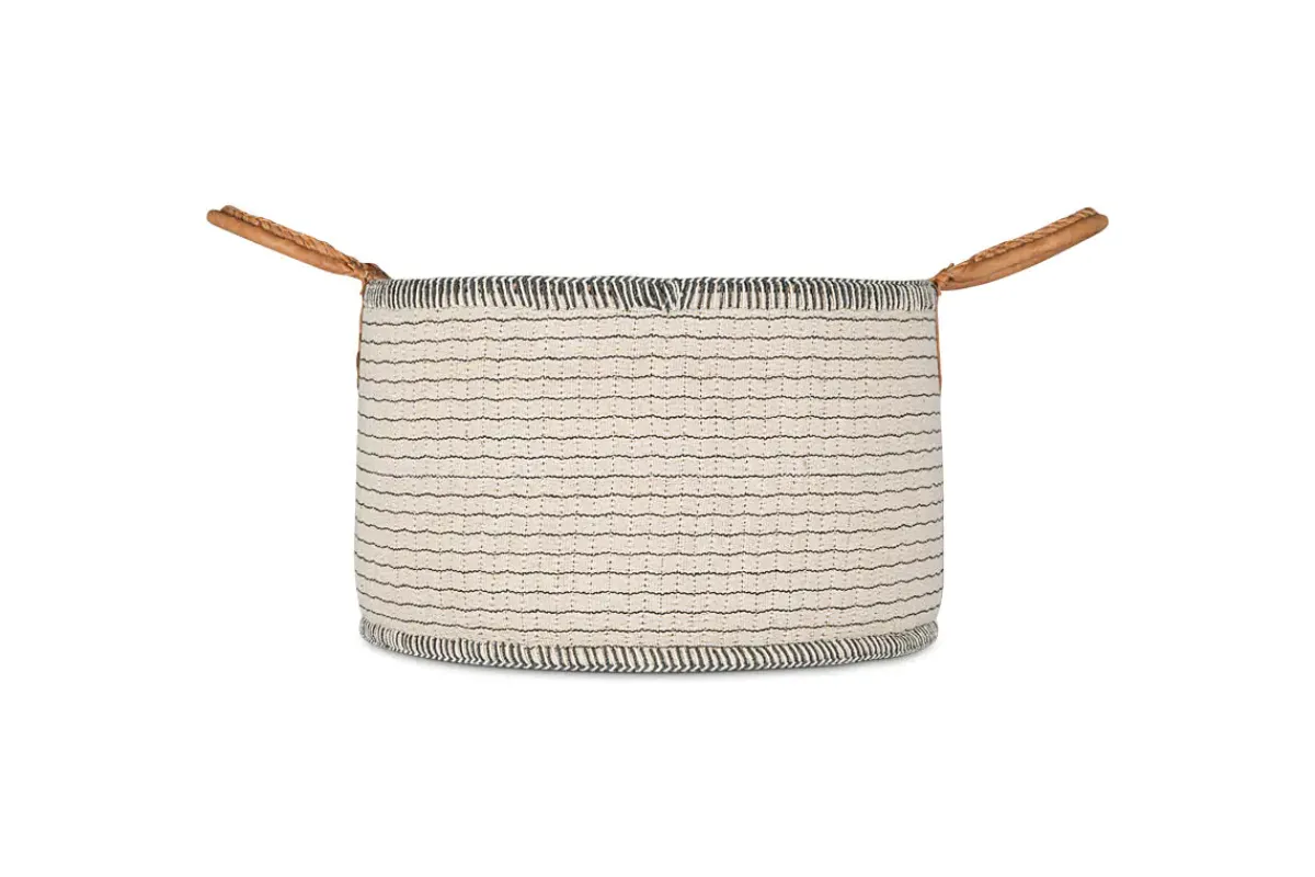 Baskets|Bedroom^Nkuku Anjuli Jute & Cotton Basket - Off White & Black