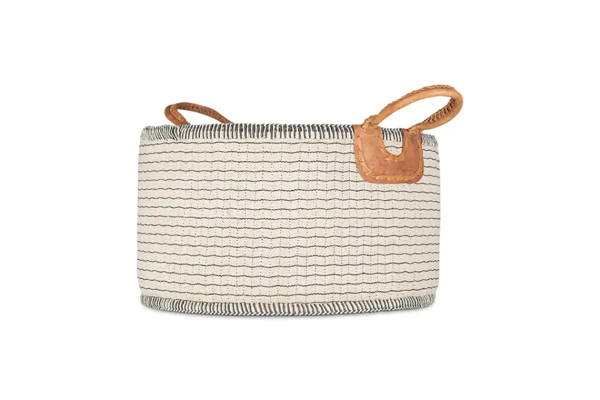 Baskets|Bedroom^Nkuku Anjuli Jute & Cotton Basket - Off White & Black