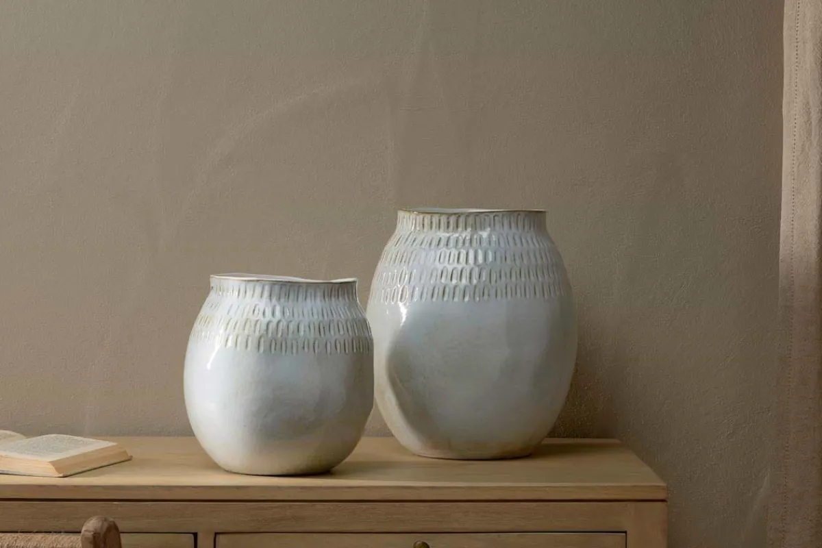 Decorative Home Accessories|Vases^Nkuku Anjuna Reactive Glaze Ceramic Vase - Off White