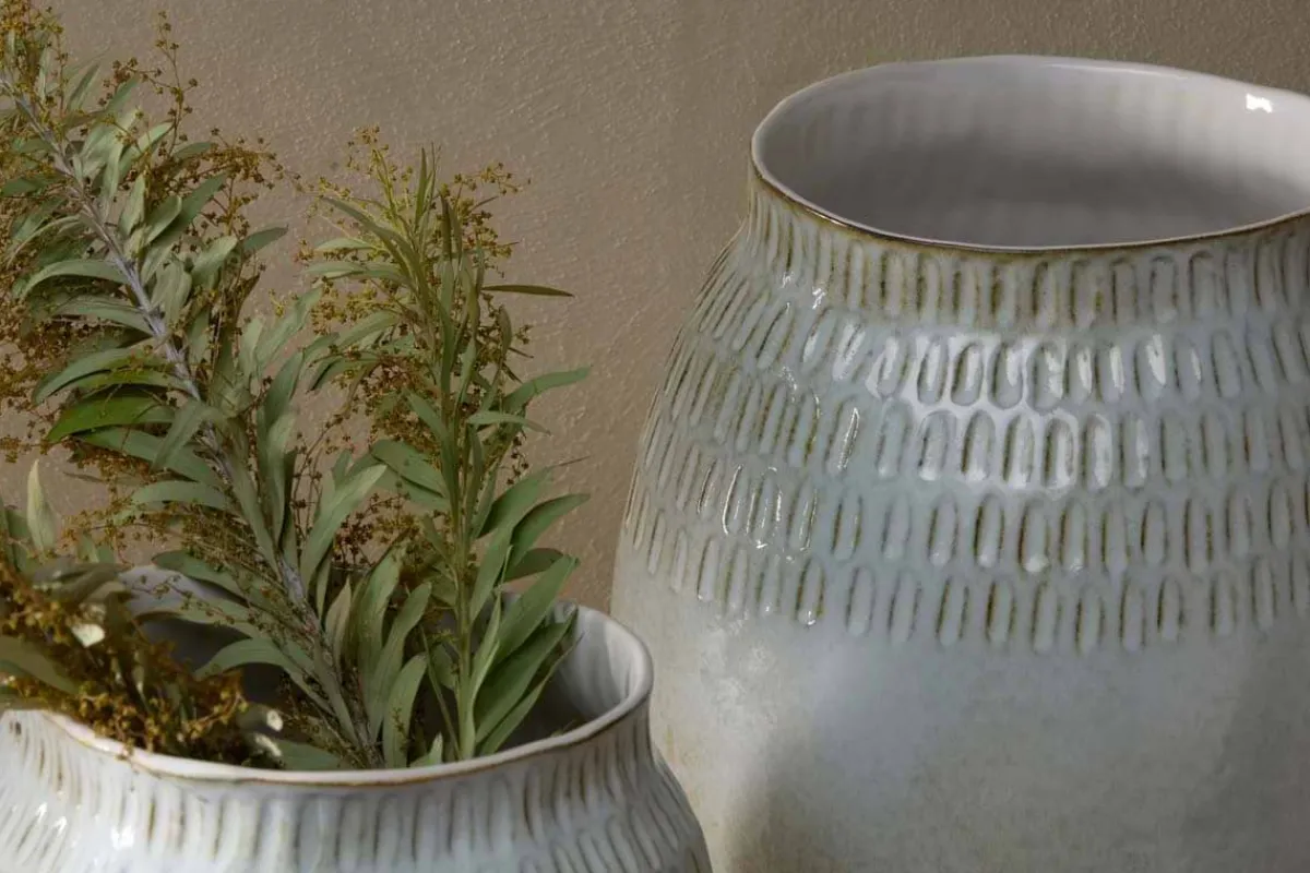 Decorative Home Accessories|Vases^Nkuku Anjuna Reactive Glaze Ceramic Vase - Off White