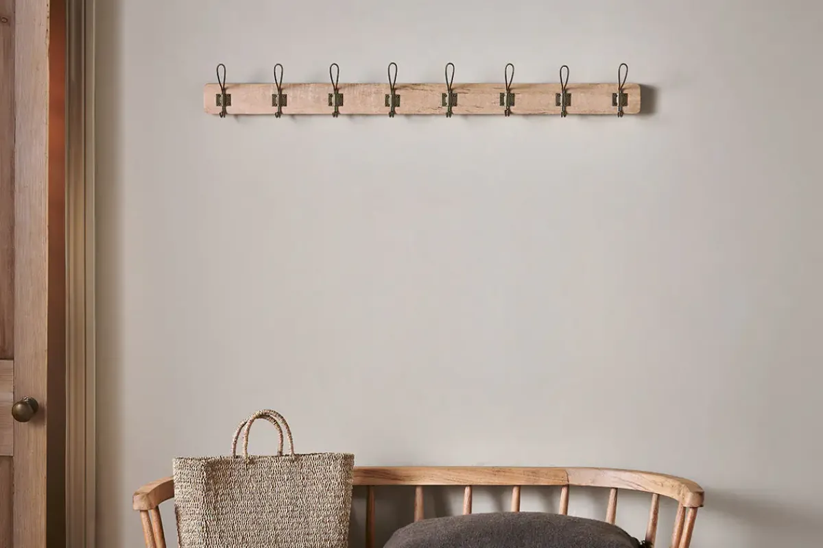 Hooks & Rails|Hooks & Rails^Nkuku Ankita Mango Wood & Iron Hooks - Natural & Antique Brass - Large
