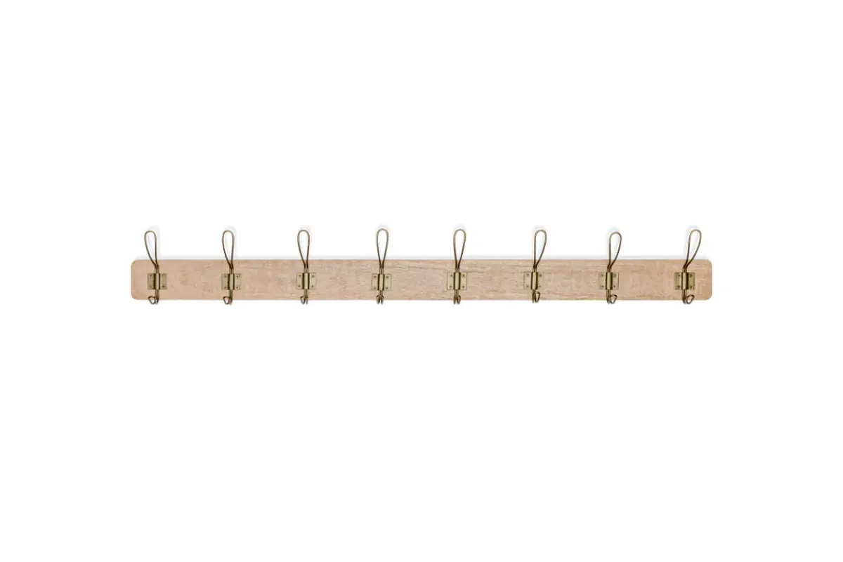 Hooks & Rails|Hooks & Rails^Nkuku Ankita Mango Wood & Iron Hooks - Natural & Antique Brass - Large