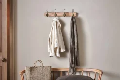 Hooks & Rails|Hooks & Rails^Nkuku Ankita Mango Wood & Iron Hooks - Natural & Antique Brass - Small
