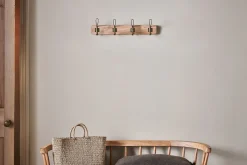 Hooks & Rails|Hooks & Rails^Nkuku Ankita Mango Wood & Iron Hooks - Natural & Antique Brass - Small
