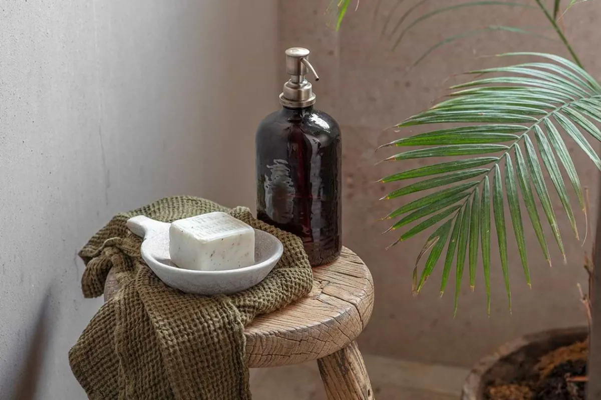 Bathroom Accessories^Nkuku Avamali 1 Litre Recycled Glass Refill Bottle - Plain
