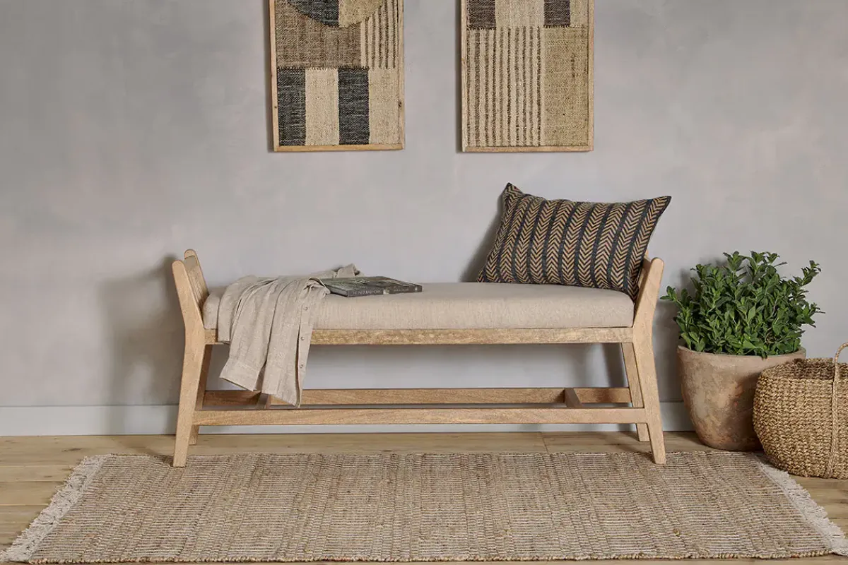Hallway & Bootroom|Bedroom^Nkuku Avanthi Upholstered Sleigh Bench - Natural