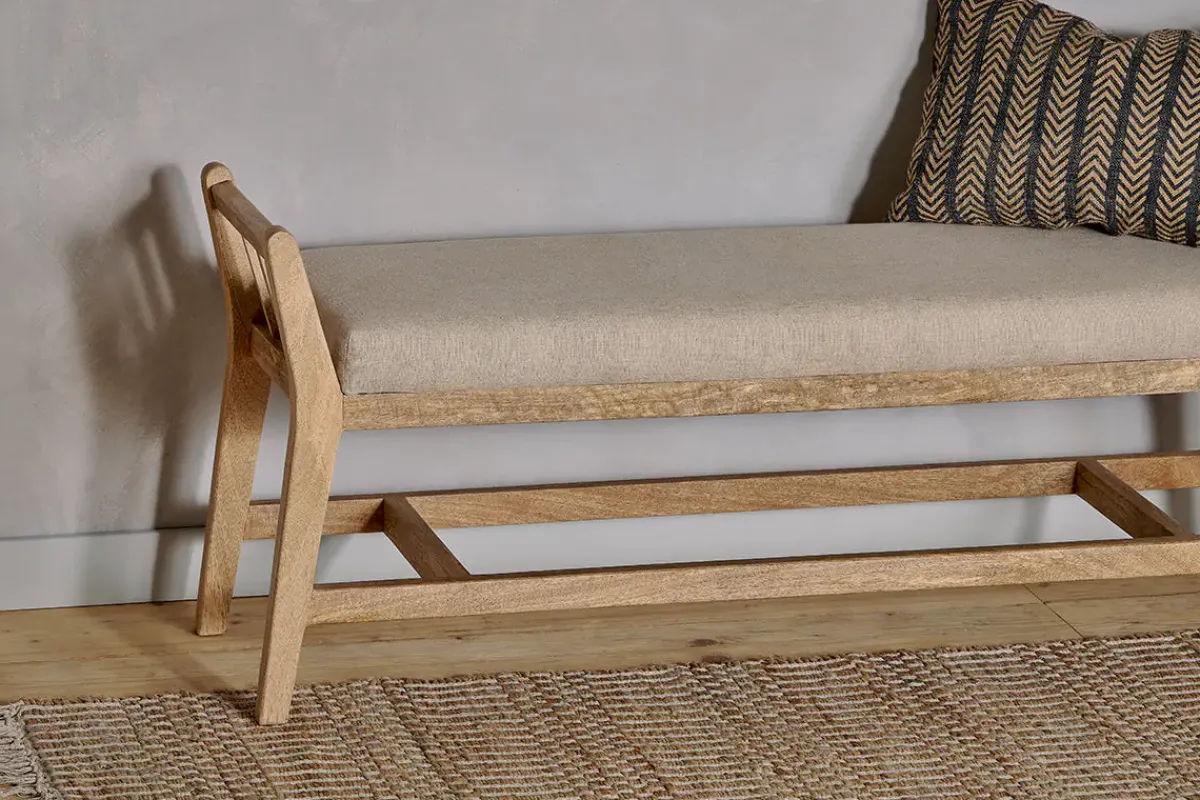 Hallway & Bootroom|Bedroom^Nkuku Avanthi Upholstered Sleigh Bench - Natural