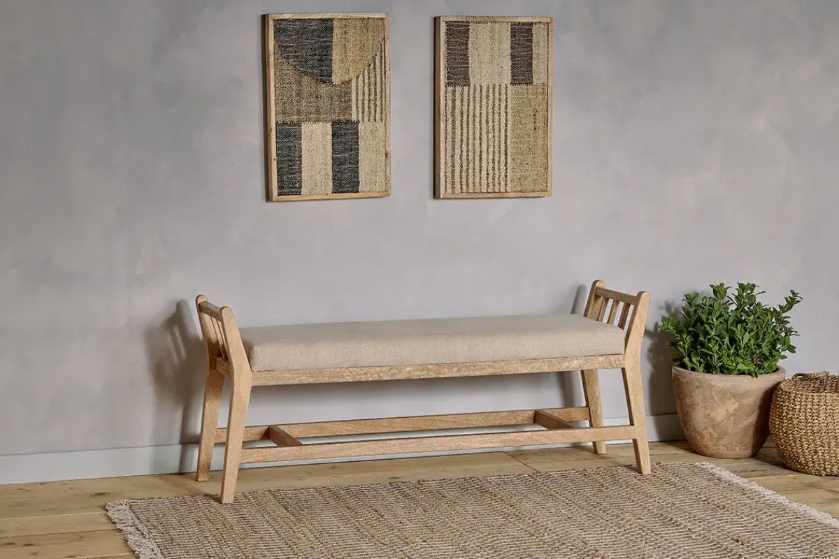 Hallway & Bootroom|Bedroom^Nkuku Avanthi Upholstered Sleigh Bench - Natural