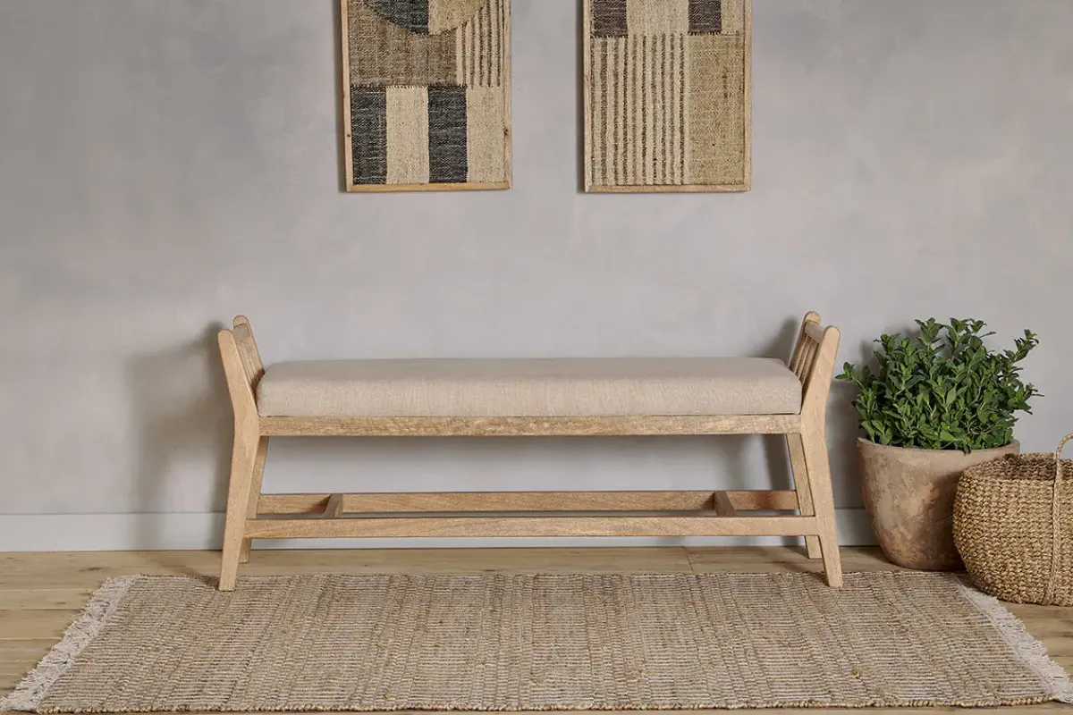 Hallway & Bootroom|Bedroom^Nkuku Avanthi Upholstered Sleigh Bench - Natural