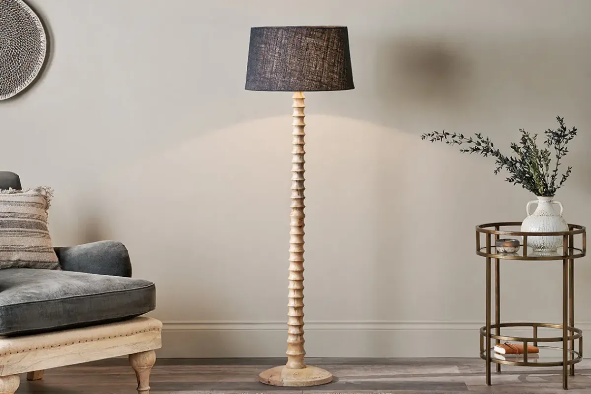 Floor Lamps^Nkuku Avisa Mango Wood Floor Lamp