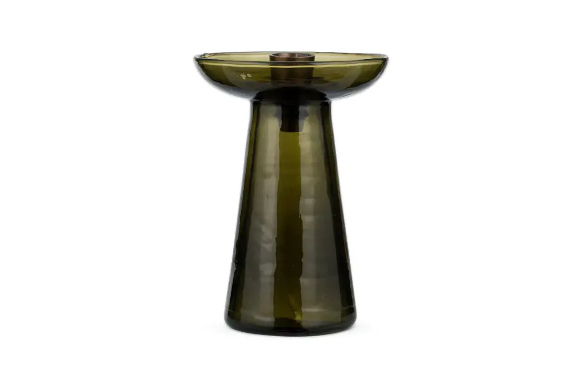 Decorative Home Accessories|Candlesticks^Nkuku Avyn Recycled Glass Candle Holder - Forest Green