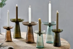 Decorative Home Accessories|Candle Holders^Nkuku Avyn Recycled Glass Candle Holder - Smoke Amber