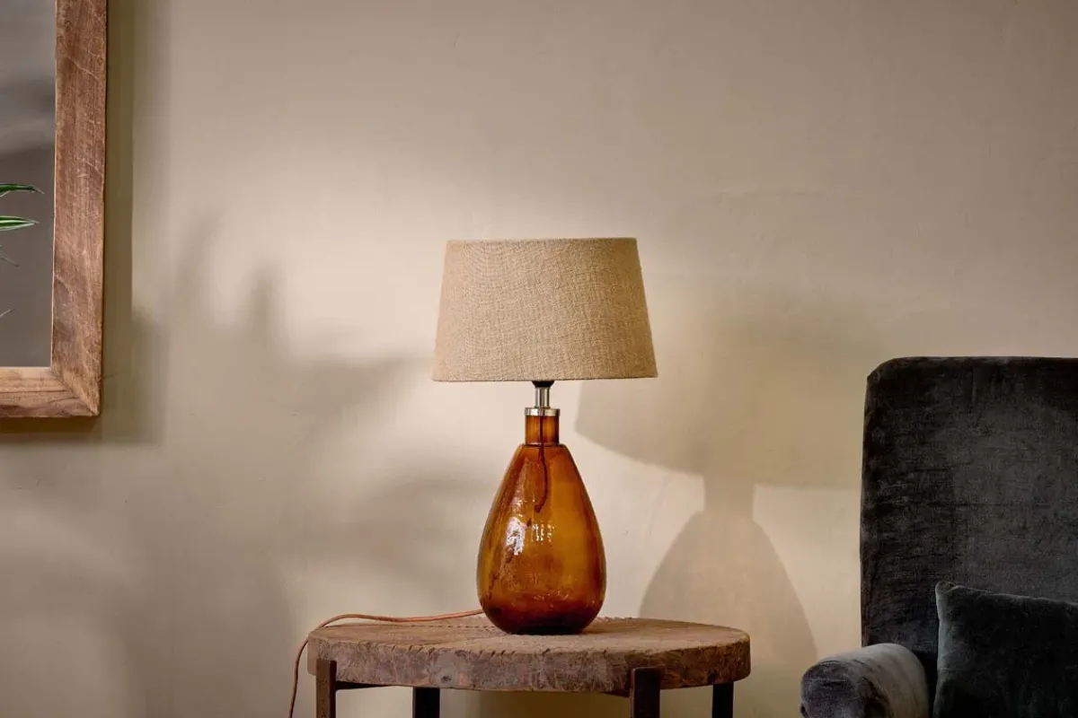 Table Lamps|Bedroom^Nkuku Baba Recycled Glass Lamp - - Small Tall Burnt Amber