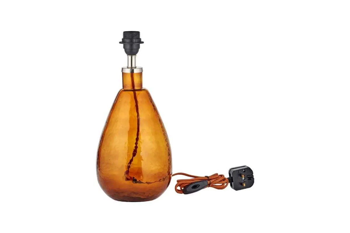 Table Lamps|Bedroom^Nkuku Baba Recycled Glass Lamp - - Small Tall Burnt Amber