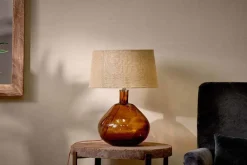 Table Lamps^Nkuku Baba Recycled Glass Lamp - - Large Wide Burnt Amber