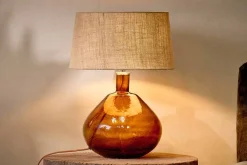Table Lamps^Nkuku Baba Recycled Glass Lamp - - Large Wide Burnt Amber
