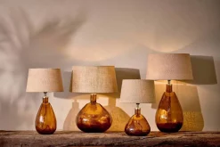 Table Lamps^Nkuku Baba Recycled Glass Lamp - - Large Wide Burnt Amber