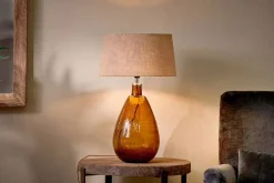 Table Lamps^Nkuku Baba Recycled Glass Lamp - - Large Tall Burnt Amber