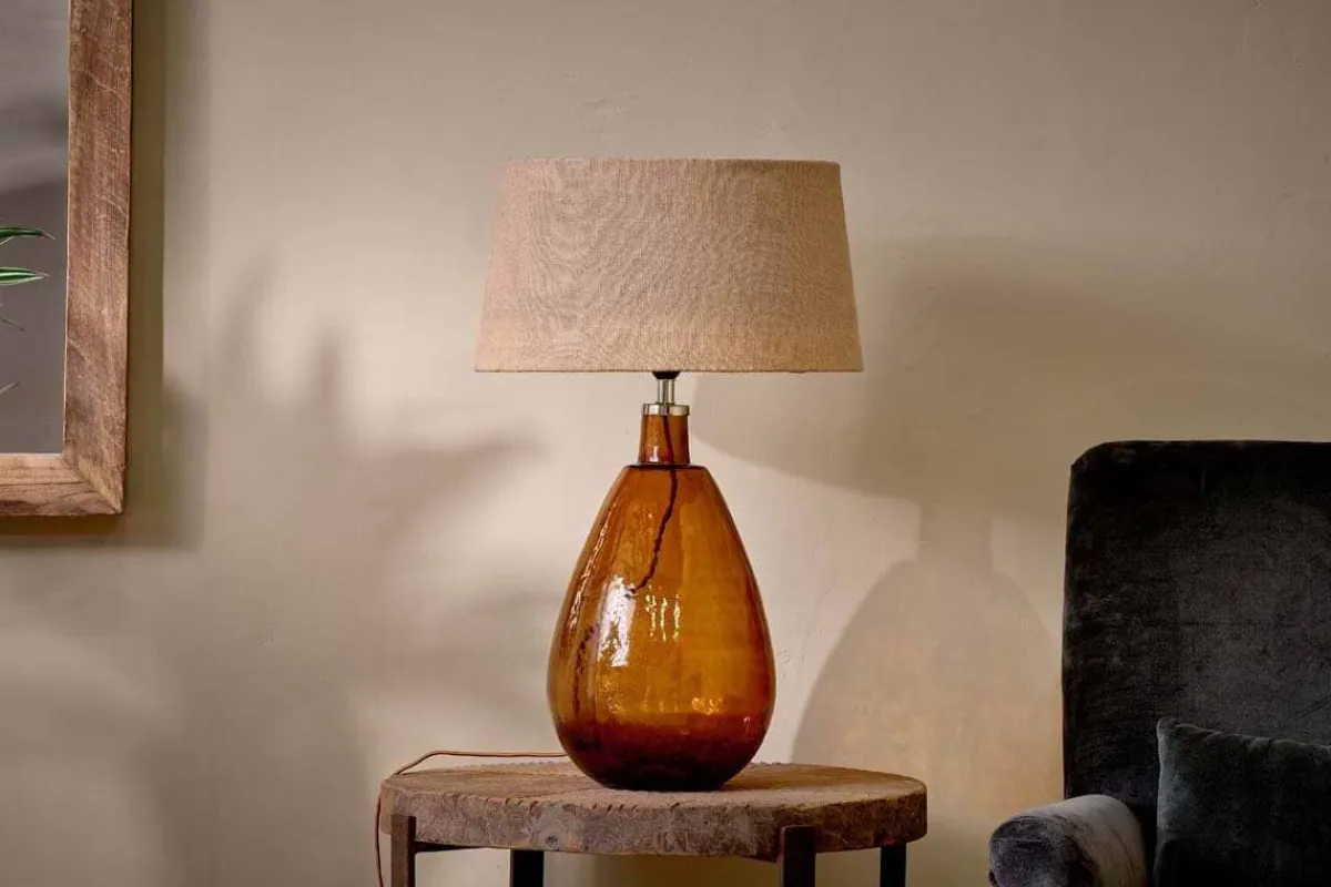 Table Lamps^Nkuku Baba Recycled Glass Lamp - - Large Tall Burnt Amber