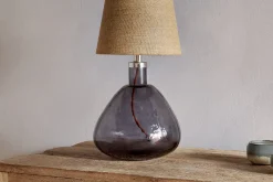 Table Lamps^Nkuku Baba Recycled Glass Table Lamp - - Small Wide Smoke