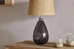 Table Lamps^Nkuku Baba Recycled Glass Table Lamp - - Small Tall Smoke