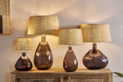 Table Lamps^Nkuku Baba Recycled Glass Table Lamp - - Large Wide Smoke