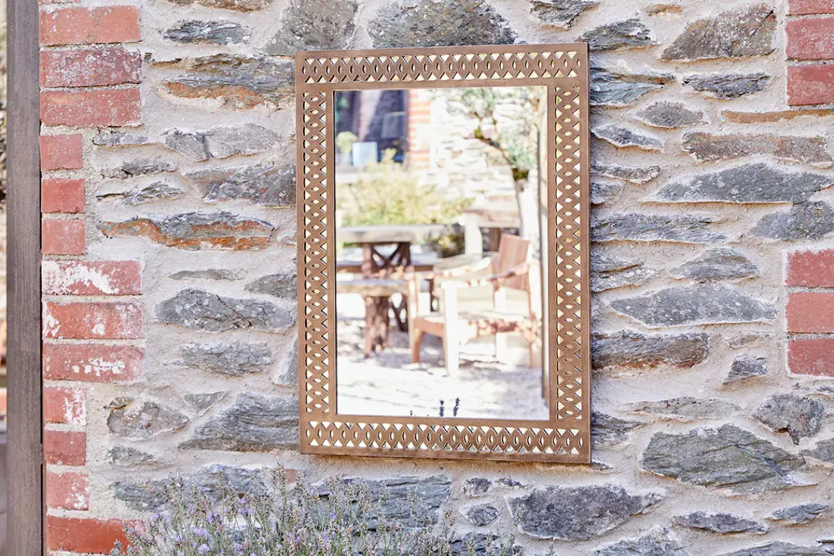 Garden Décor^Nkuku Bahula Decorative Outdoor Mirror - Rust