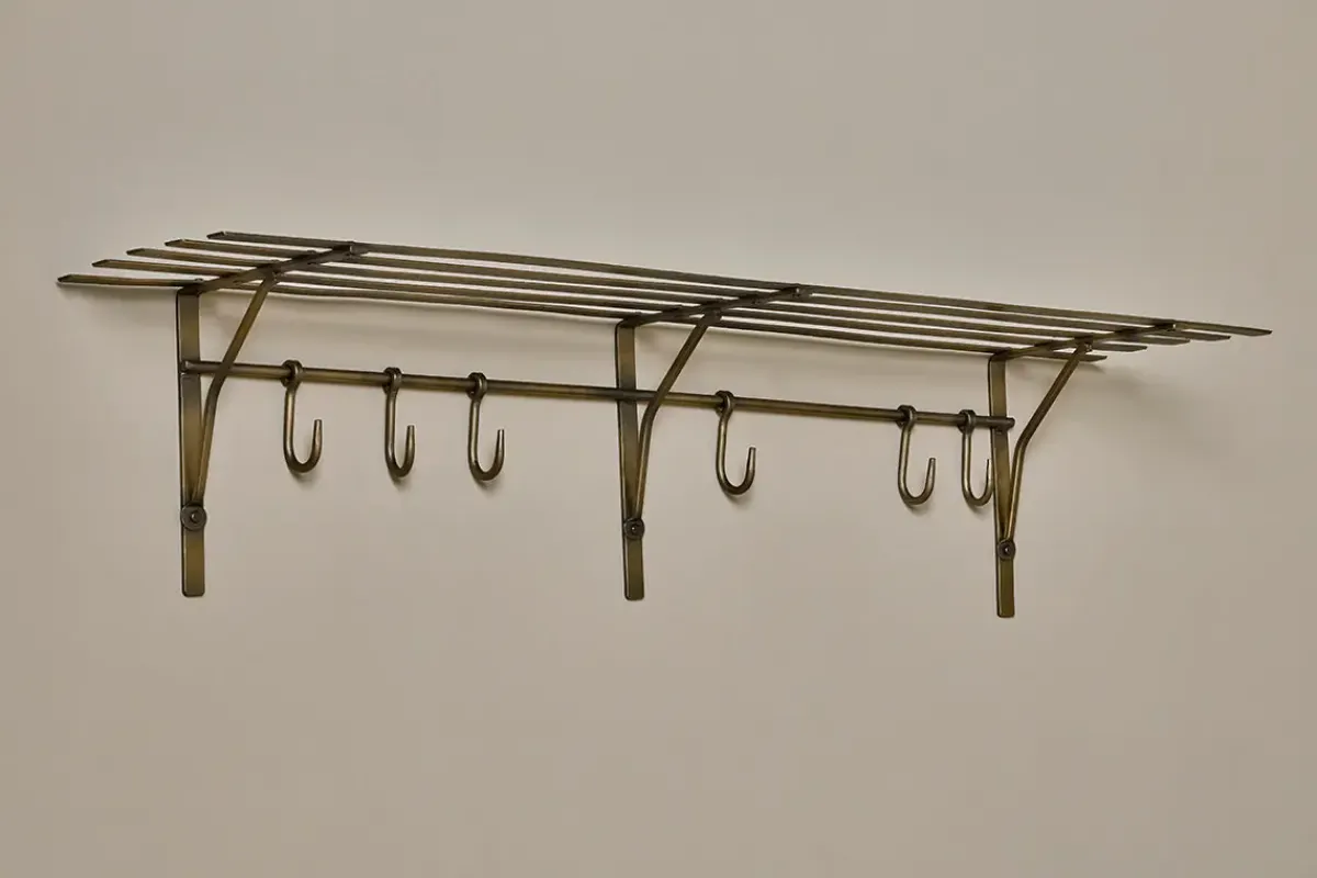 Kitchen Storage|Storage & Shelving^Nkuku Basti Iron Storage Shelf - Antique Brass