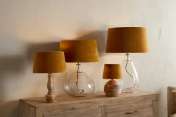 Lampshades^Nkuku Batakha Velvet & Linen Lampshade - Dark Ochre