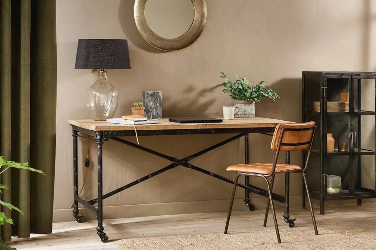 Home Office|Desks^Nkuku Benia Iron & Reclaimed Wood Desk
