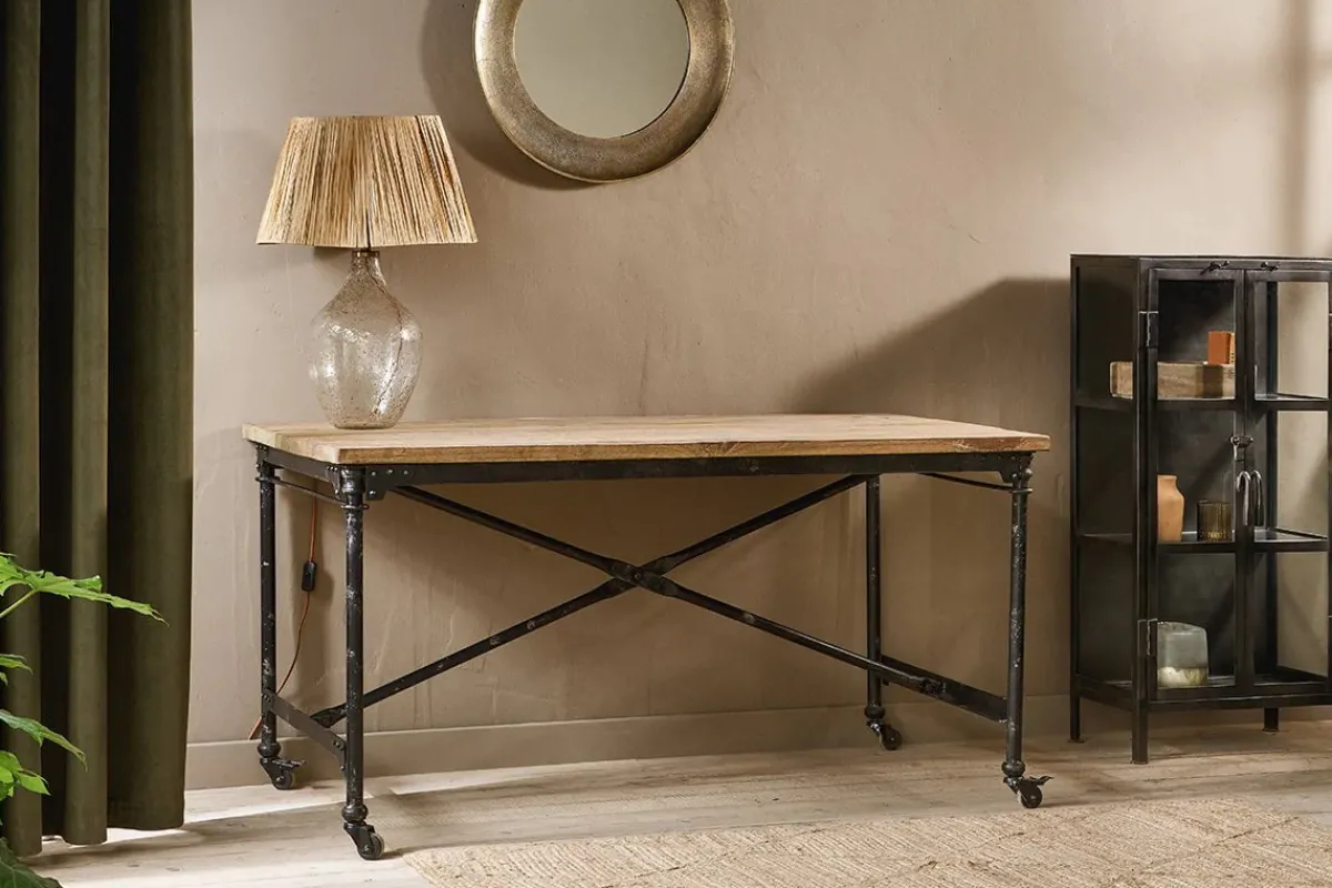 Home Office|Desks^Nkuku Benia Iron & Reclaimed Wood Desk