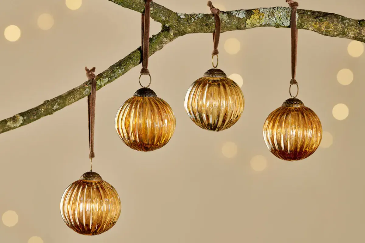 Baubles & Tree Decorations|Shades Of Nature^Nkuku Betini Baubles - Gold (Set of 4)