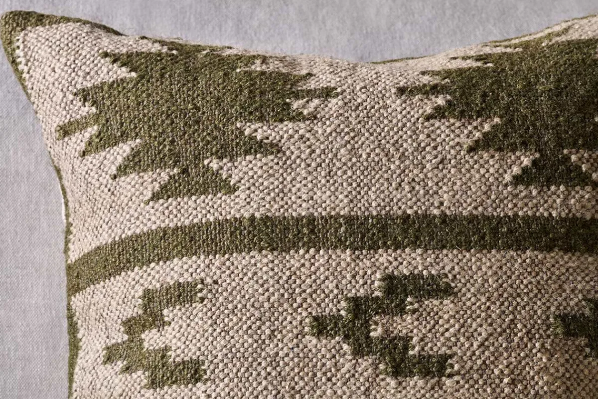 Bedroom Textiles|Cushions^Nkuku Bhumi Wool & Jute Cushion Cover - Moss Green