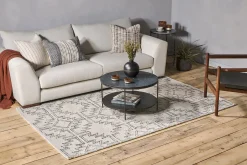 Rugs^Nkuku Bidiru Wool & Recycled Cotton Rug - Black & Off White