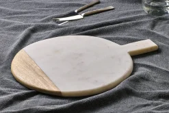Pantry|Trays & Platters^Nkuku Bwari Round Marble Serving Board - White