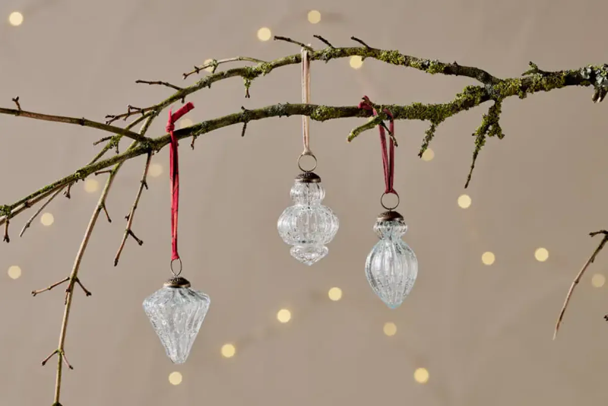 Baubles & Tree Decorations^Nkuku Calida Baubles - Clear Crackle (Set of 3)
