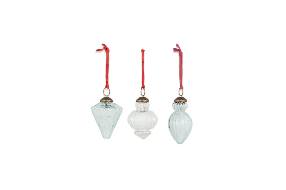 Baubles & Tree Decorations^Nkuku Calida Baubles - Clear Crackle (Set of 3)