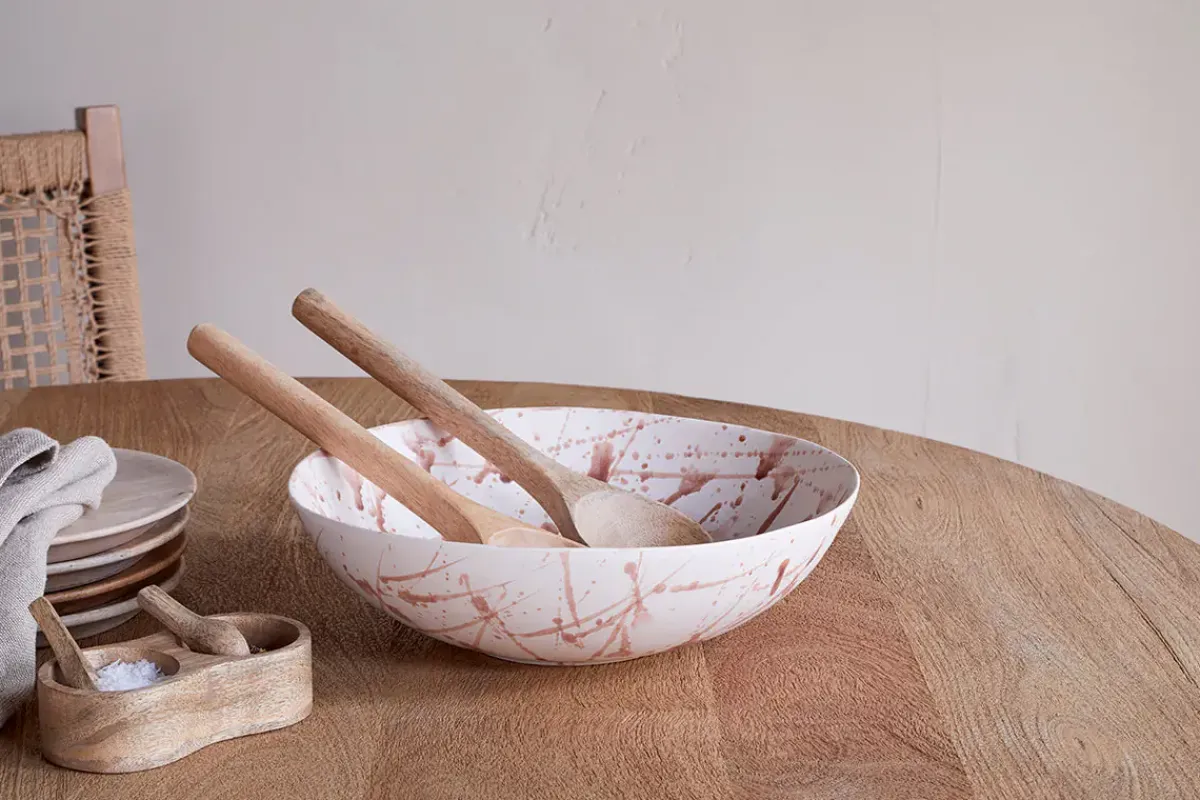 Serving Bowls^Nkuku Canela Splatter Serving Bowl - Dusty Terracotta